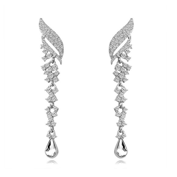 Silver earrings with rhinestones. - Picture 1 of 2